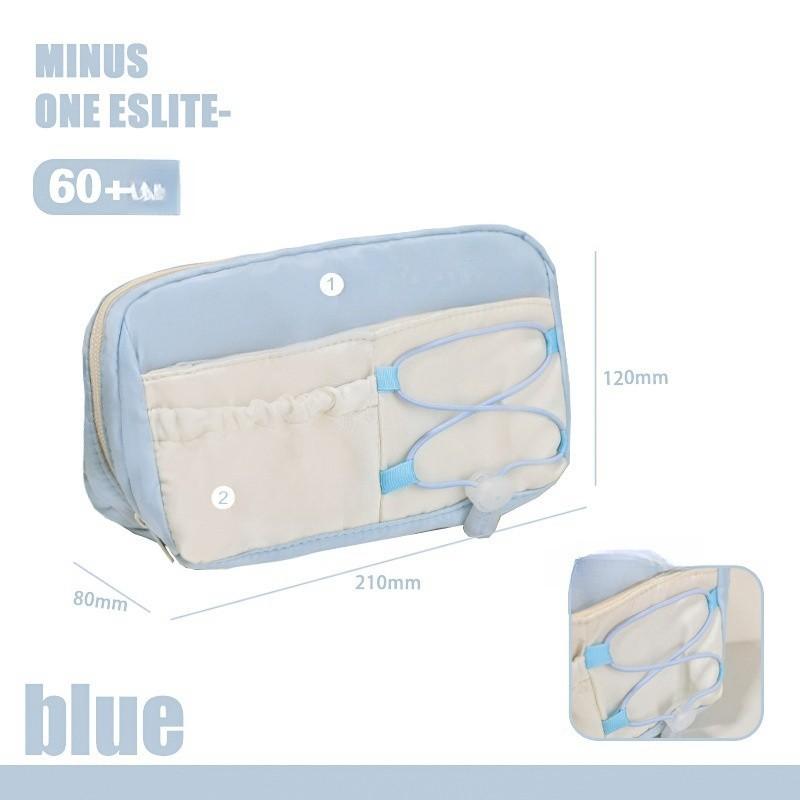 

Большой вместительный пенал с завязками, симпатичный и кремовый, сумка для хранения канцелярских принадлежностей, студенческий нишевый простой многослойный пенал синий