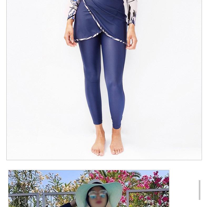 Übergröße Muslimische Damen Sonnenschutz Dreiteiliges Badeanzug-Set mit Langen Ärmeln und Hose