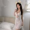 Sex Underwear Sexy French Lace Suspender Steel Ring Gathering Nightdress Pure Desire To Tie Backless Chest Pad Suspender Skirt Set