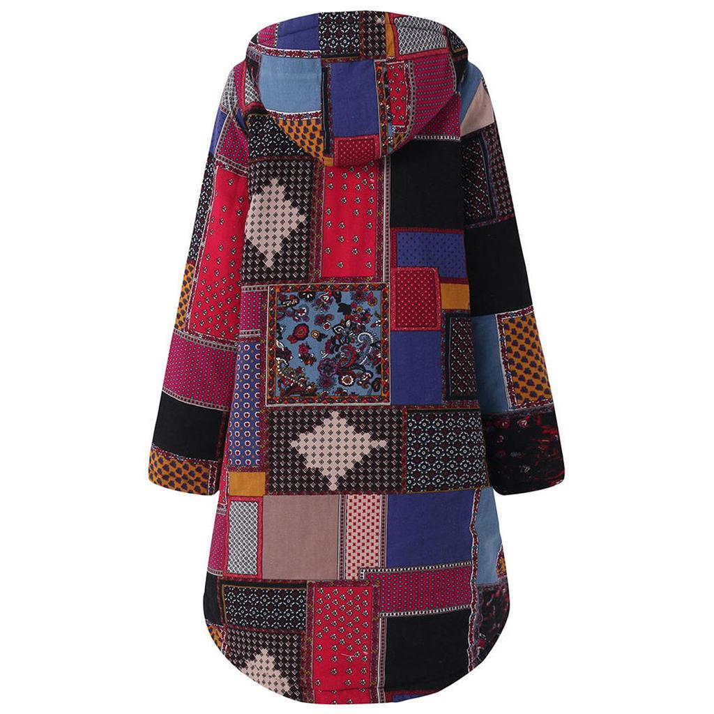 Dámské Vintage dámské fleecové tlusté kabáty s dlouhým rukávem a dlouhým rukávem