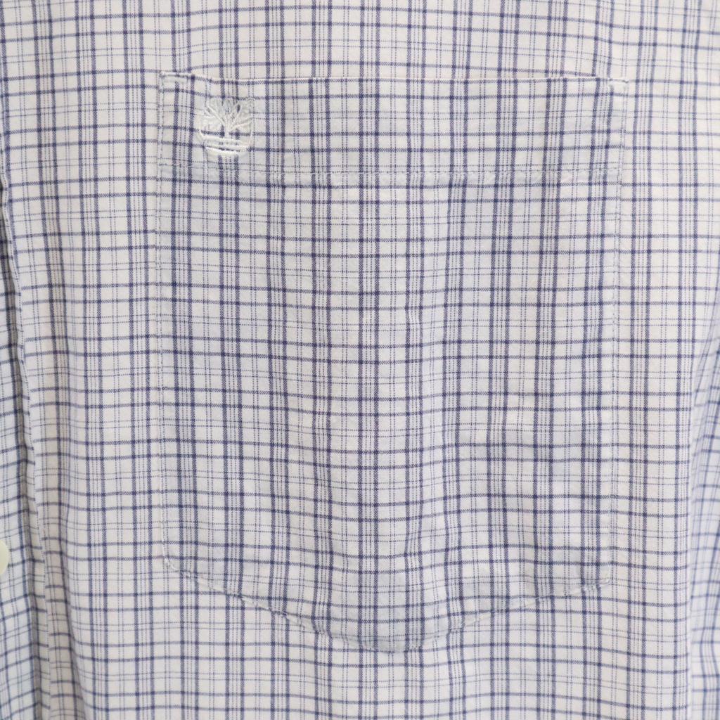 Timberland Check Pattern Short sleeve Cotton shirt L white Men's Used