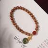 India Sandalwood 0.6 Round Buddhist Bead Bracelet with Hetian Jade Pendant