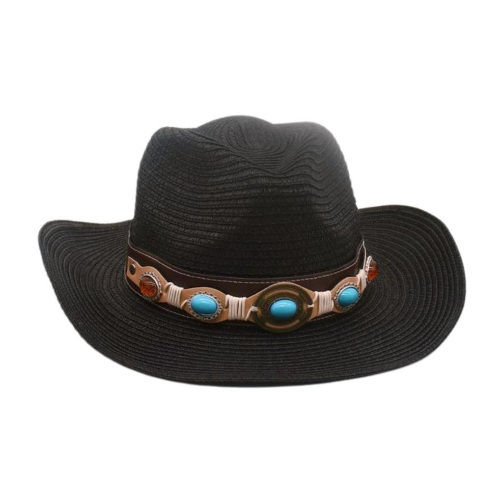 Beach Seaside Travel Straw Hat High Sense Ethnic Style Woven Straw Hat Western Cowboy Hat