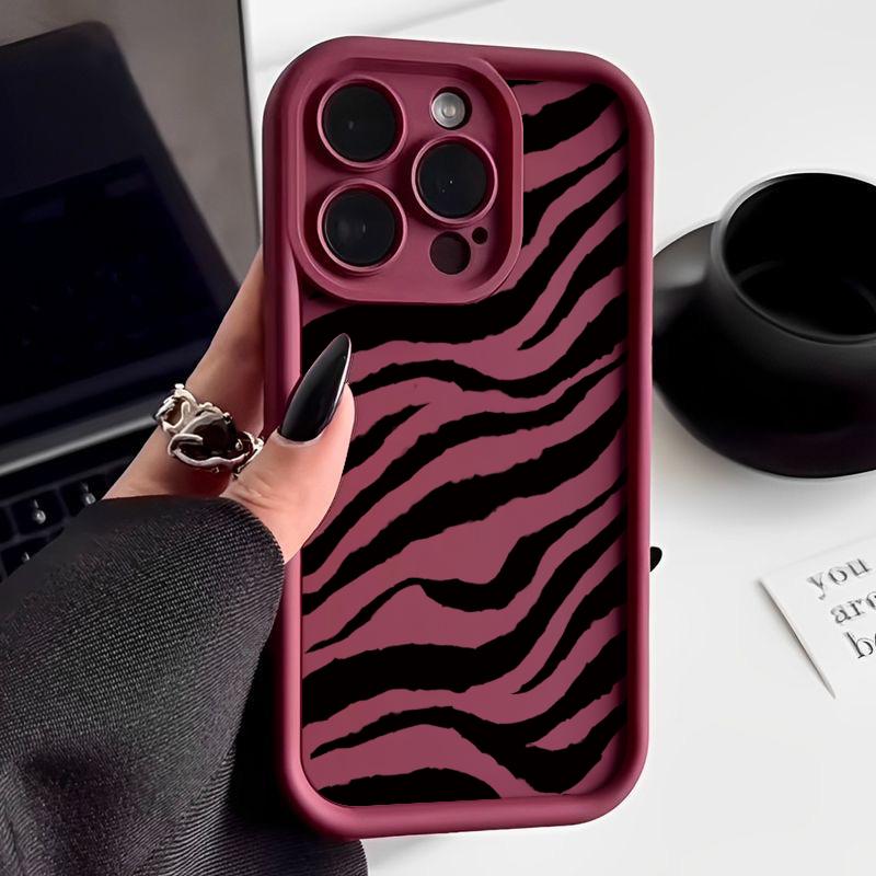 Zebra Striped Pattern Soft Case For iPhone 16 15 14 Pro Max 15 16 Plus 13 12 Pro 11 Candy Color Shockproof Silicone Phone Cover