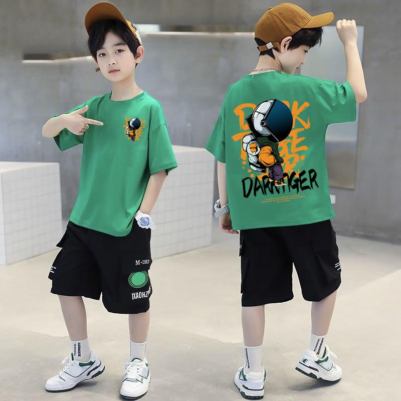 Summer children's clothing astronaut cartoon printed T-shirt street top children's boy and girl clothes short sleeved T-shirt
