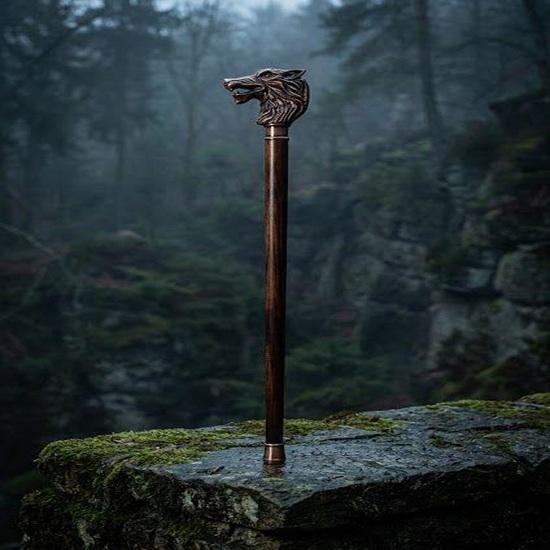 Handmade Handcrafted Wolf Head Walking Cane, Vintage Bronze Finish Wooden Walking Stick.