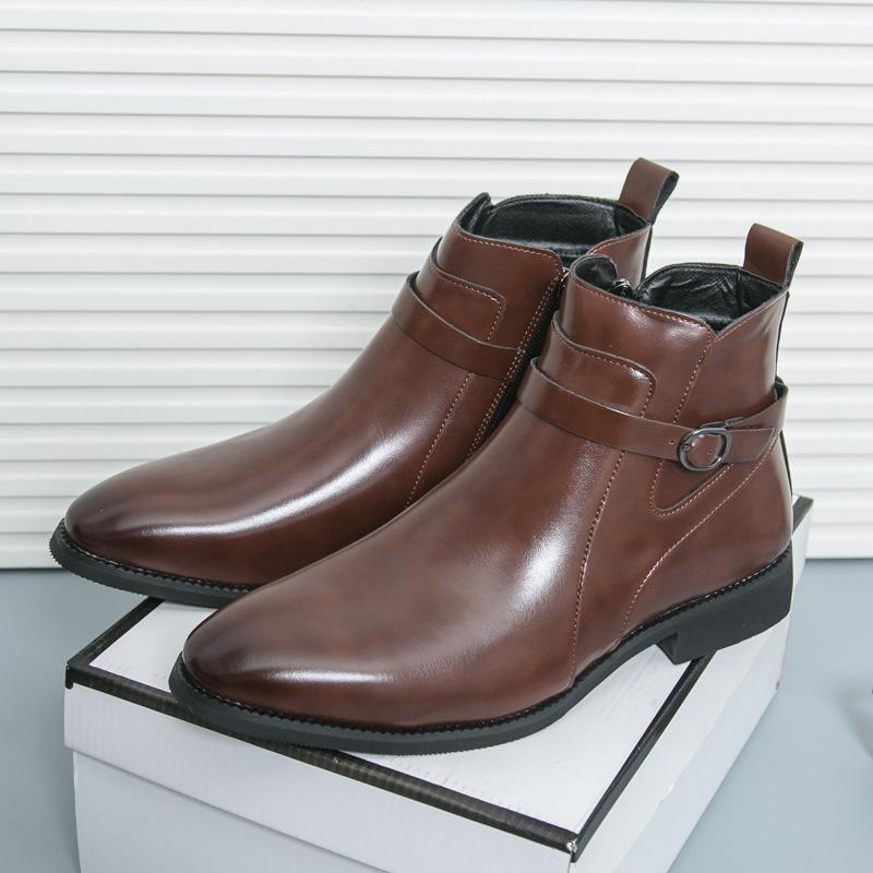 

Большие размеры британских европейских и американских мужских кожаных ботинок осенне-зимние новые высокие кожаные ботинки ботинки Martin мужские ботинки Chelsea на молнии 47 коричневый