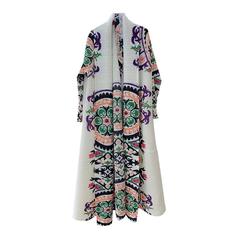 Plus Size White Turkish Print Abaya Cardigan for Women