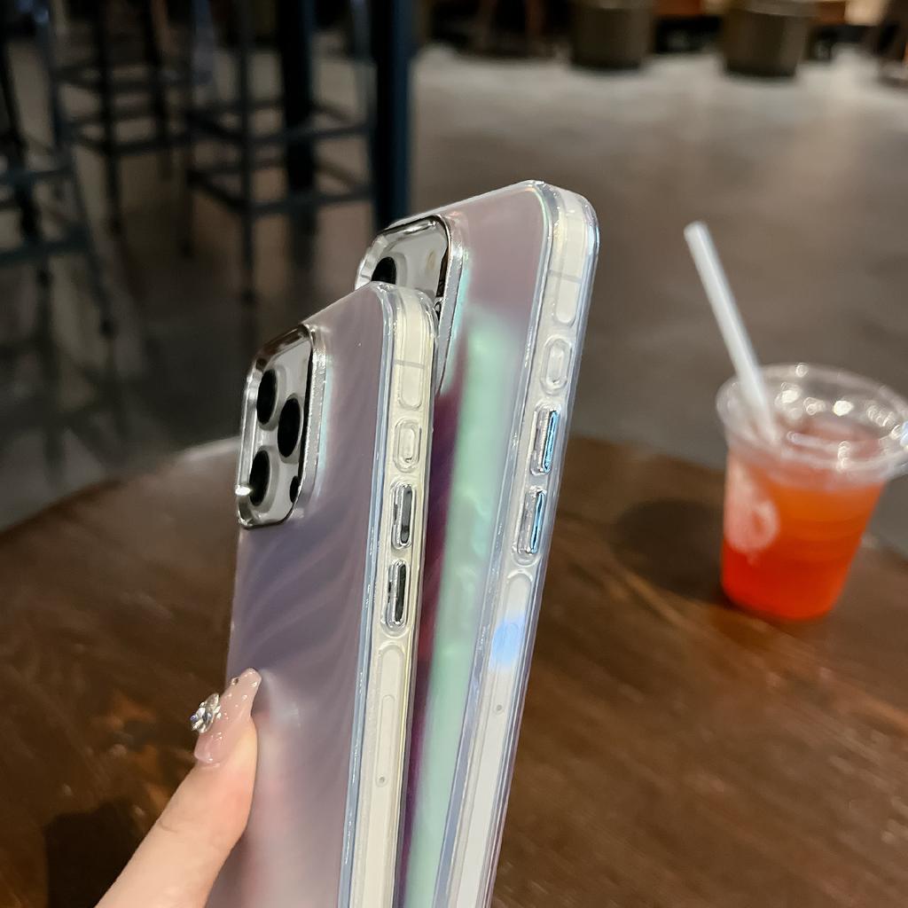 For iPhone 16 Pro Max Case Silicone+PC IMD Laser Texture Matte Phone Cover