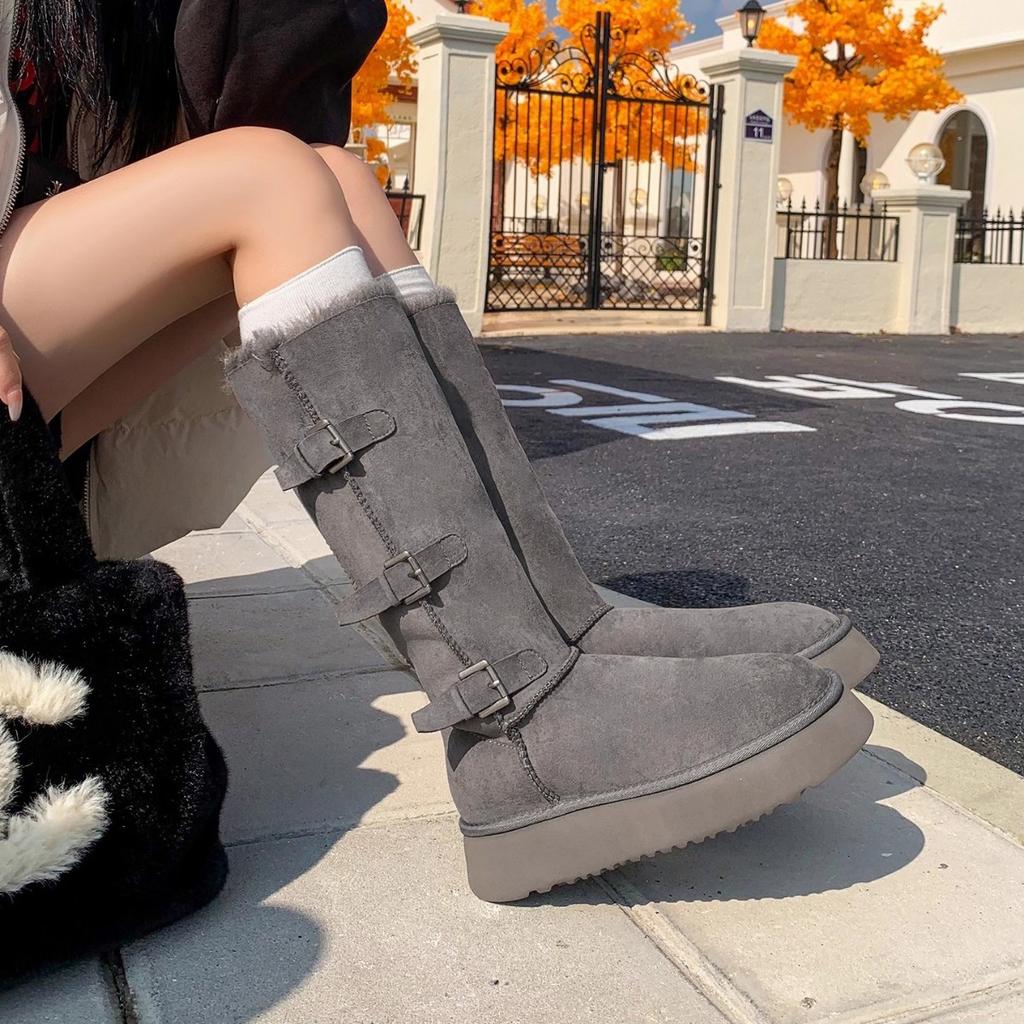 Women's thick-soled winter belt buckle lightweight warm anti-cold padded snow boots non-slip wear casual sneakers high cotton boots
