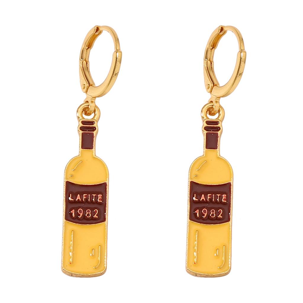 Yiwu jewelry women's cross-border e-commerce Amazon explosion cute temperament red wine bottle dripping oil versatile earrings earrings