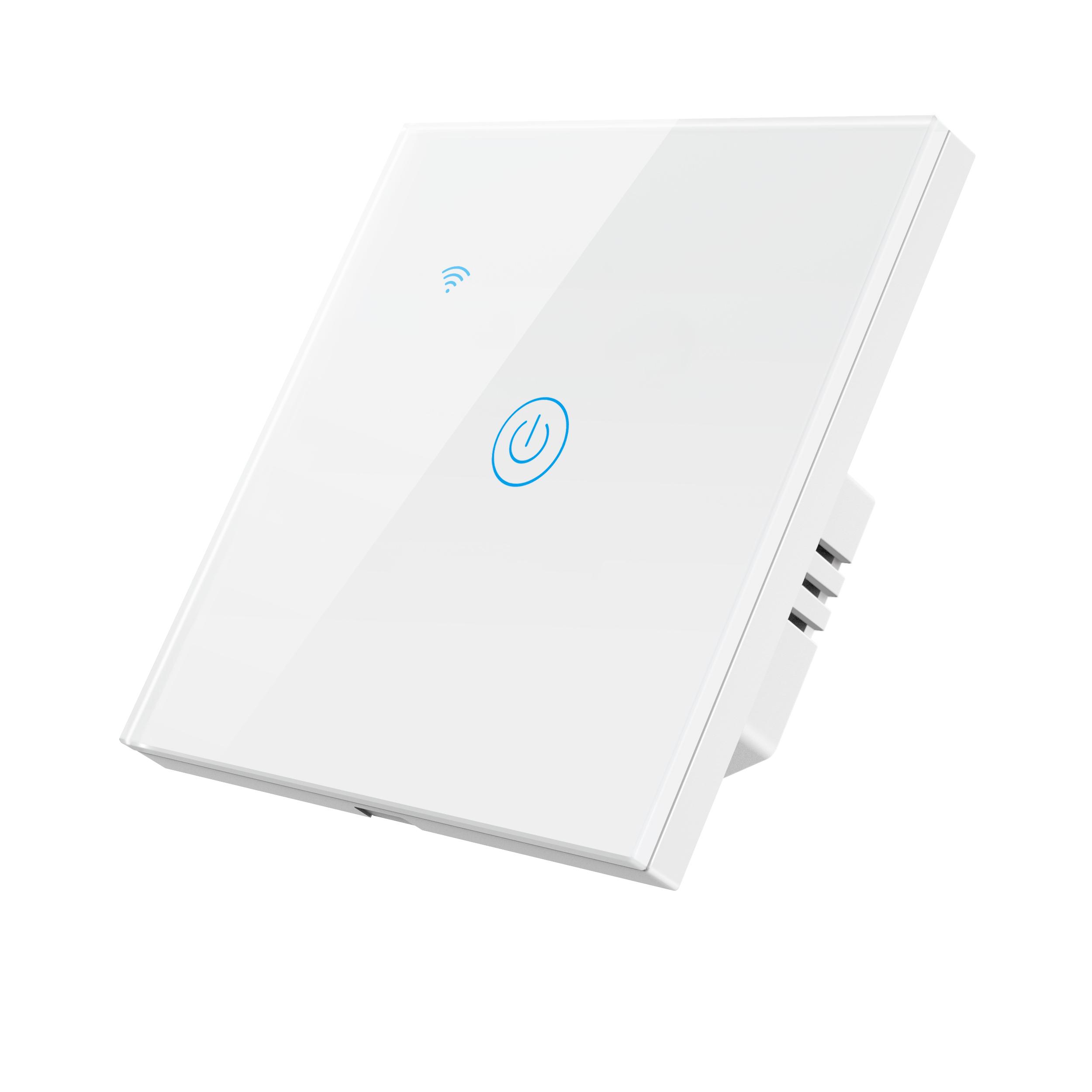 EU UK  Tuya Smart AC Switch 40A WiFi Touch Tempered Glass Wall Switches  Compatible with Alexa   Remote Control Switch 1 gang&EU/UK Standard белый