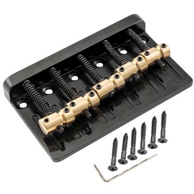 Musiclily Pro 17mm String Pitch 5-String Bass Bridge with Brass Saddles and Steel Plates, Black