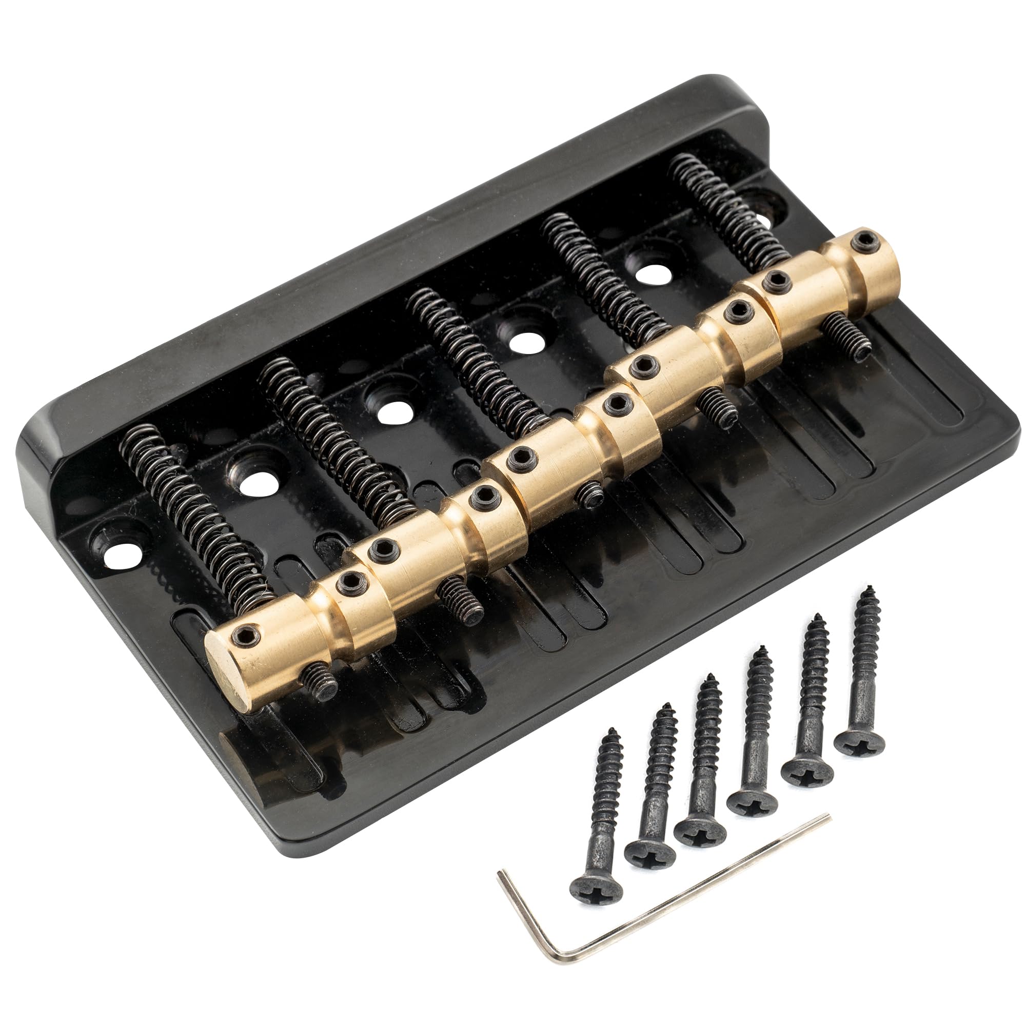 

Musiclily Pro 17mm String Pitch 5-String Bass Bridge with Brass Saddles and Steel Plates, Black