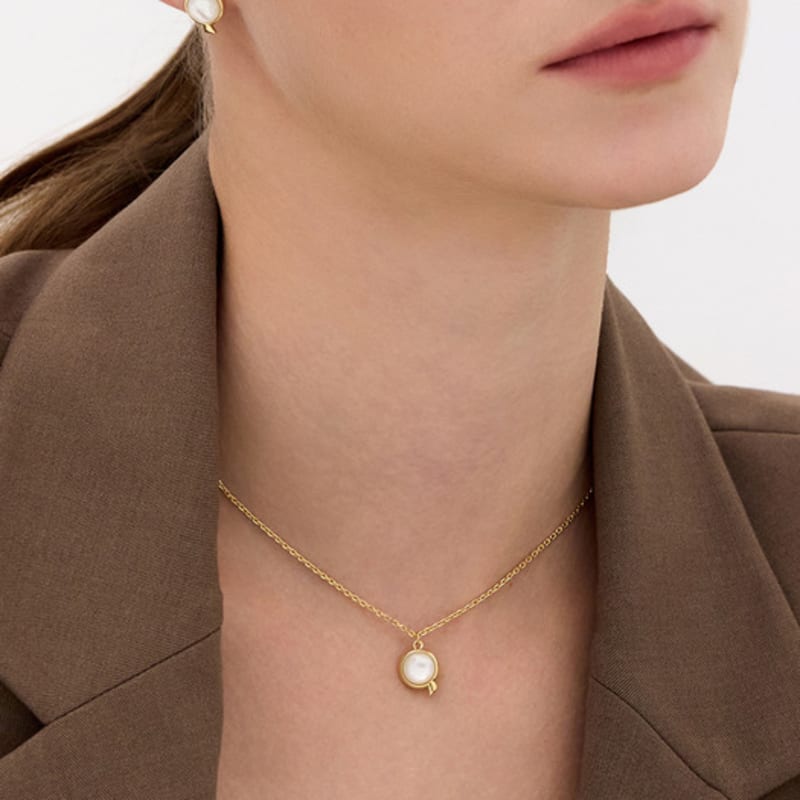 

hyeres-lor Penidor NEW Silver (Y) Necklace White Mother-of-Pearl HL1N58124Y9450 single type