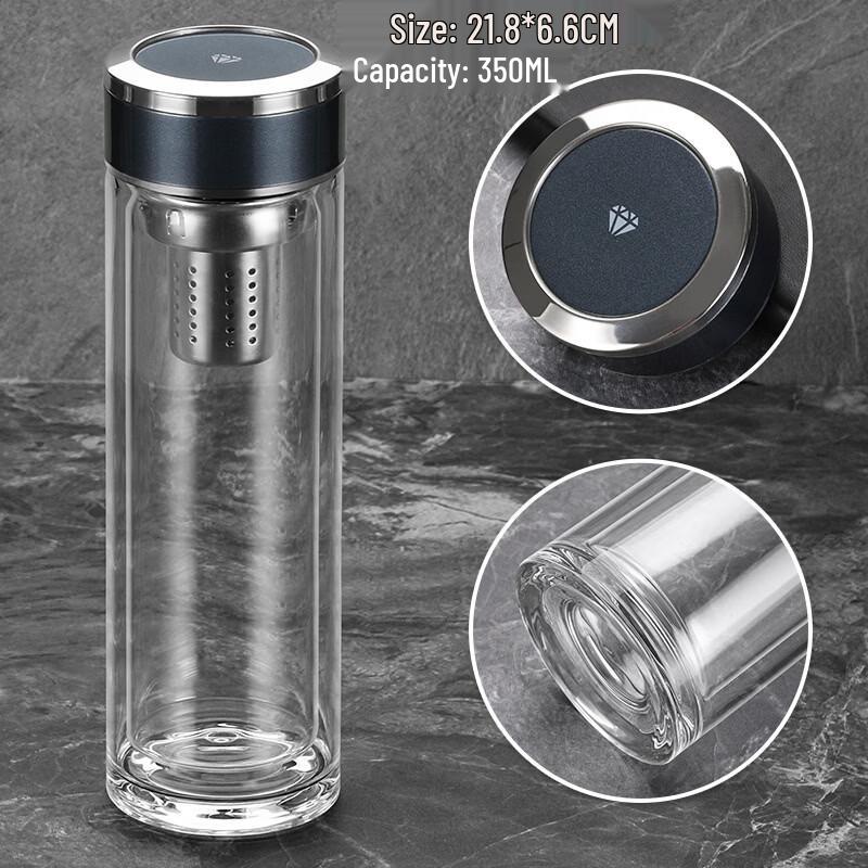 Shui Yi Bei High Borosilicate Double Wall Glass Tea Infuser Bottle