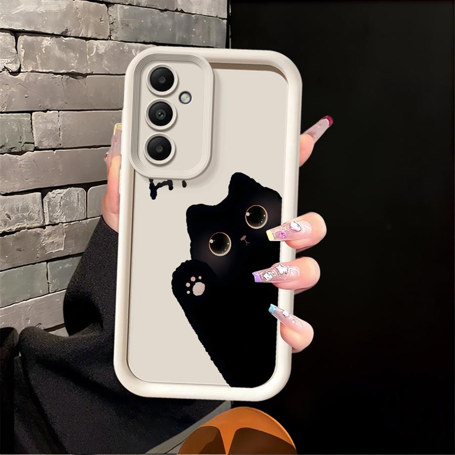 Phone Cover Case for Samsung Galaxy A16 A53 A54 A71 A72 A56 A23 A12 A13 A35 A36 A15 A26 A32 A51 A73 A34 Hello Cute Blacks Cat