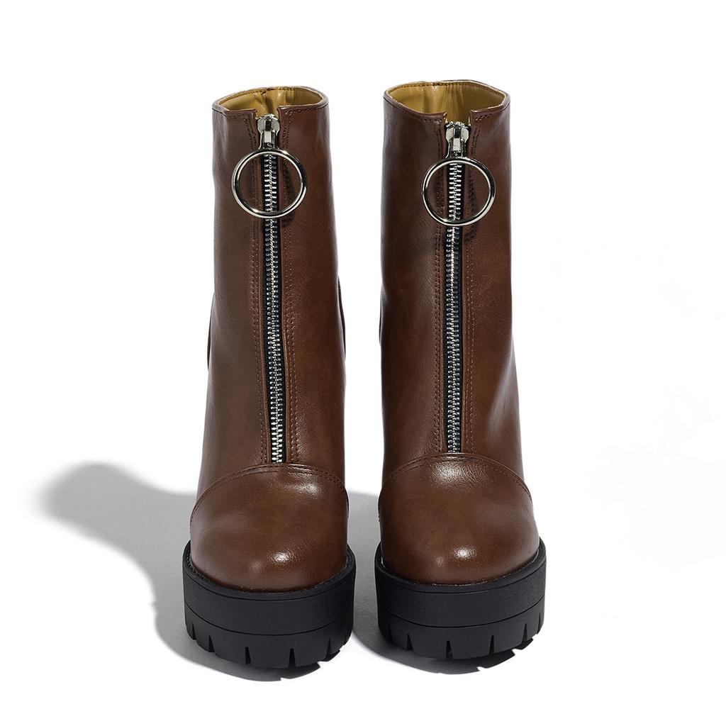 Women's High-heeled Short Boots Autumn and Winter New European and American Style Waterproof Table Thick-heeled Large-size Roman Short Boots