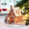 Christmas Acrylic Desktop Ornament Flat Snowy Cabin Ornament with Base Christmas Village Log Cabin Ornament for Holiday Table Decor