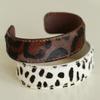 Stitched Real-leather Horsehair Bracelet Furry C-shaped Open Bracelet Leopard Print Bangle  Gift
