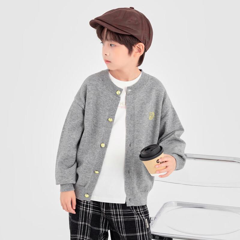 Мальчиковый вязаный кардиган в школьном стиле с вышивкой 130