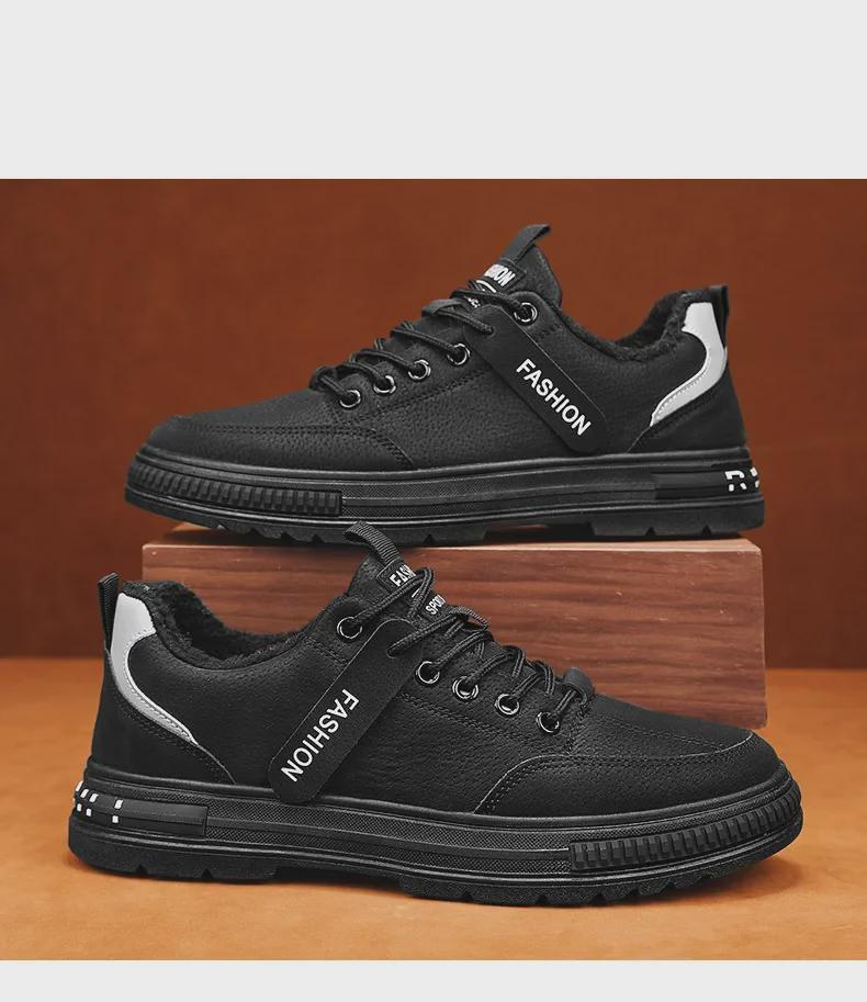 Pánské sametové zimní pracovní boty v korejském stylu - Protiskluzové, ležérní, univerzální sportovní boty a boty pro ochranu při práci