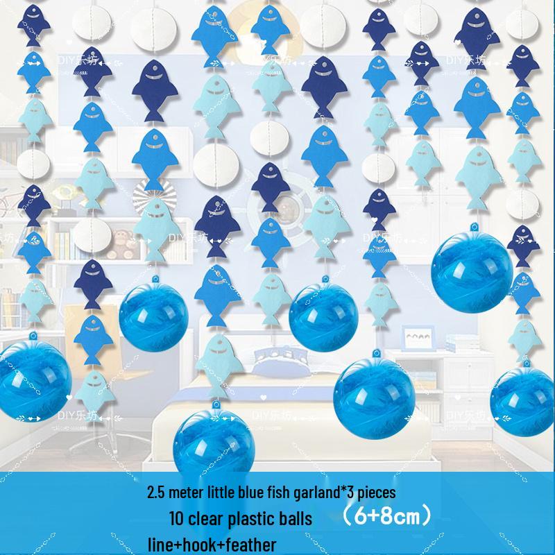 Blue Ocean Sky Tassel Ribbon Flag - Western Summer Theme Crepe Decoration