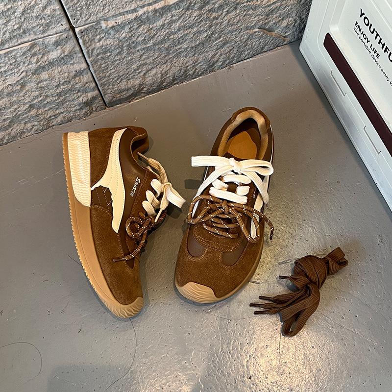 Leather German training shoes women's 2025 autumn and winter new retro platform sports Forrest Gump shoes versatile shoes children's outdoor women's