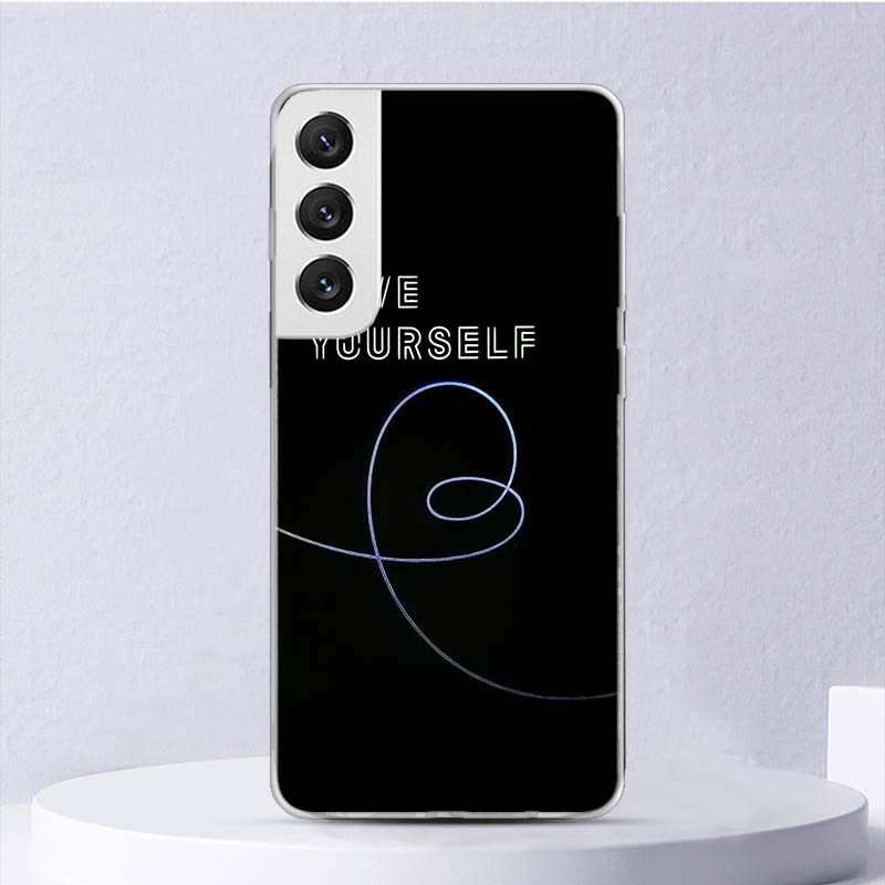 Love Yourself Flower Heart Line Kpop Soft Case For Samsung Galaxy S25 S24 S23 S22 Ultra Phone Cover S20 FE S21 Plus S25Ultra S24