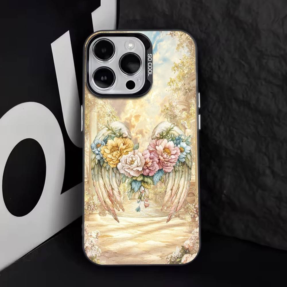 

Angel Wing Phone Case For iPhone 17,16,15,14,13,12,11 Plus,Pro Max,XS,Colored Silver Plated Inside Cover iPhone13PRO