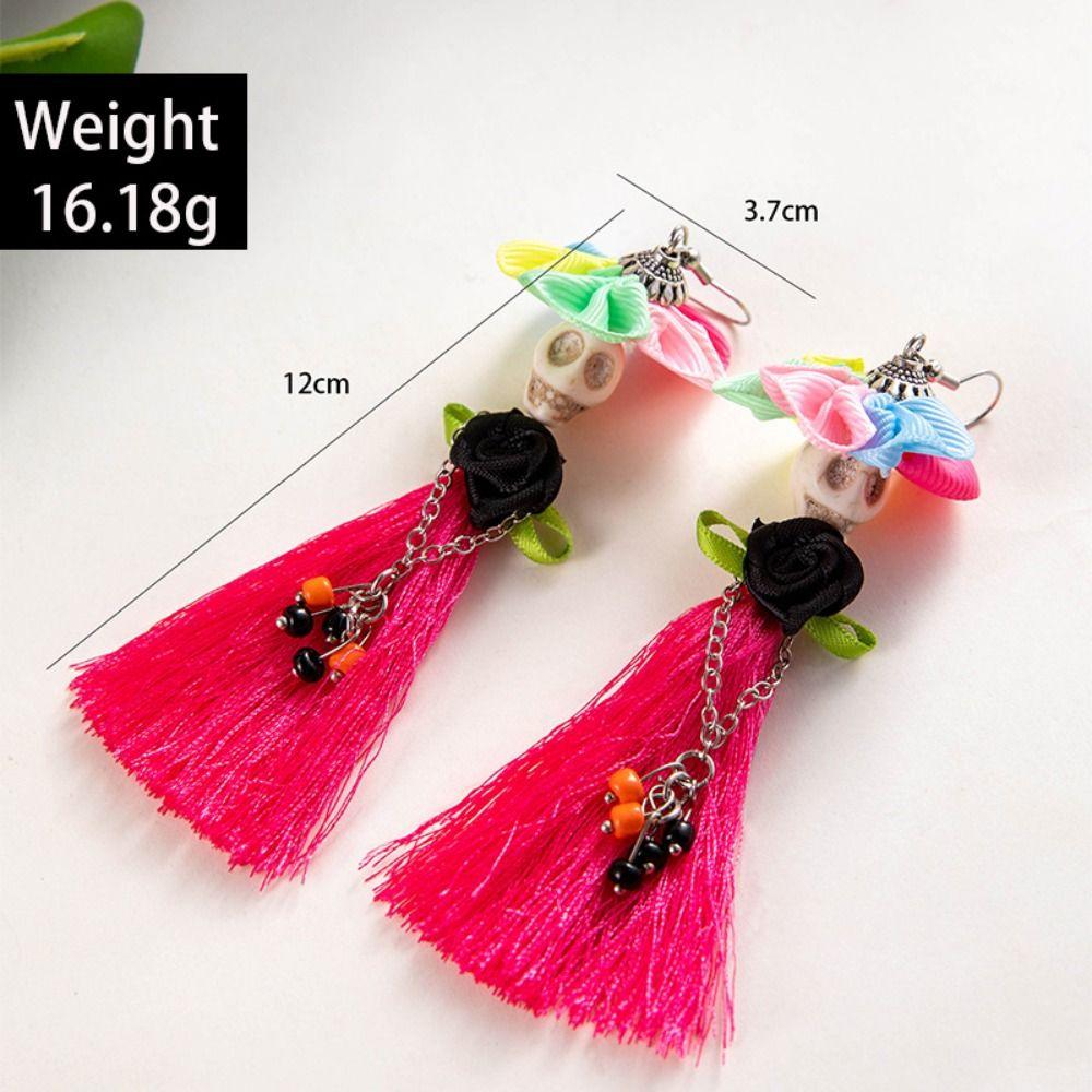 Rice Bead Halloween Earrings Tassel Ear Jewelry Accessories Trendy Pumpkin Earrings  Party