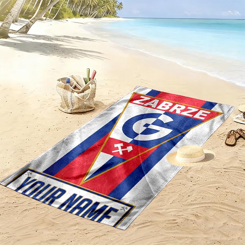 Custom Name Zabrze G Print Beach Towel, Large Soft Quick Dry Towel for Beach Camping Swimming_xia