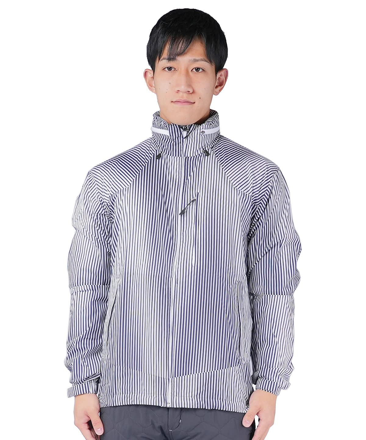 

Mizuno Outdoor Travel Walking Wear Pocketable Trail Jacket B2ME0006 Blue Stripe Japan M to Japanese size & (Go to) Men s (equivalent M)