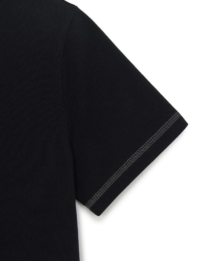 Emelbi Women'S Basic Small Logo Slim Crop Fit Short Sleeve T-Shirt La (Black)