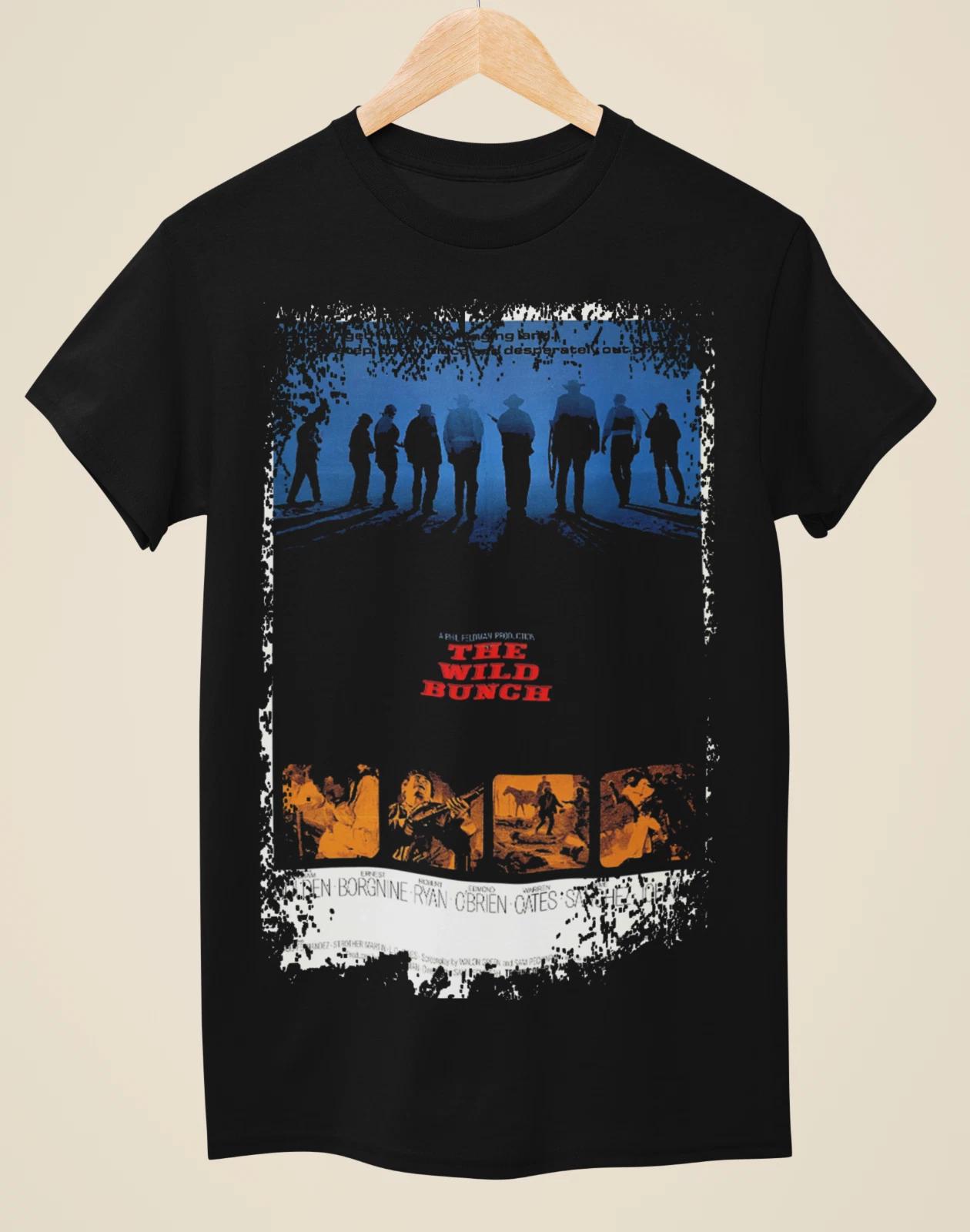 

The Wild Bunch - Western Movie Poster inspired Unisex Black 100% Cotton T-shirt Mens Tees Top M