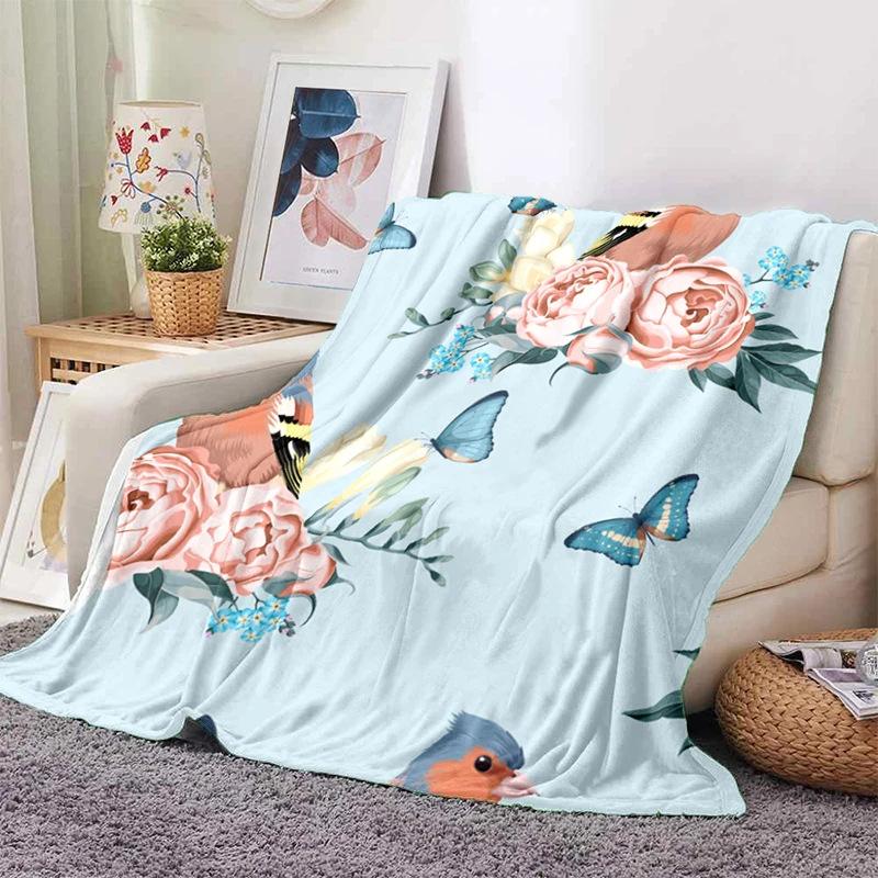 Pink Rose Flowers Printed Blanket for Sofa Bed Travel Camping Living Room Office Conditioning Blanket for All Seasons Gifts