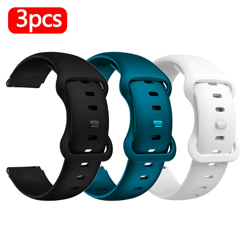 3pcs Refresh Soft Silicone Watch Bands, 20mm/22mm Adjustable Replacement Bands for Samsung Galaxy watch active/active2 etc.
