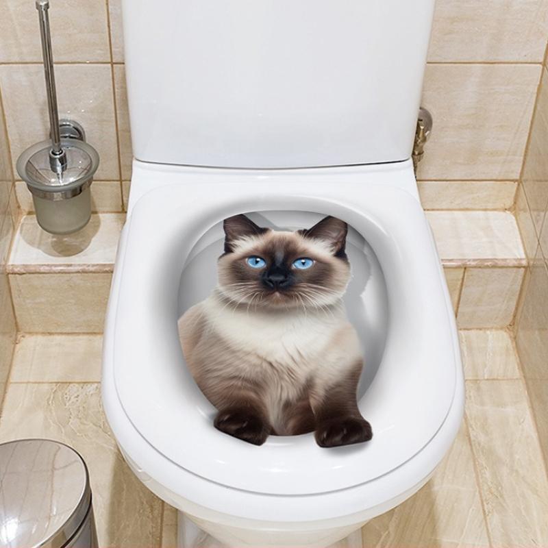 3D cat toilet sticker, wall sticker, bathroom toilet seat cover, decorative renovation, self-adhesive wall sticker