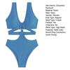 Sexy One-piece Swimwear V-Neck Sleeveless High Waist Monokini with Iron Ring Bandage Solid Color Quick Drying One-Piece Bikini