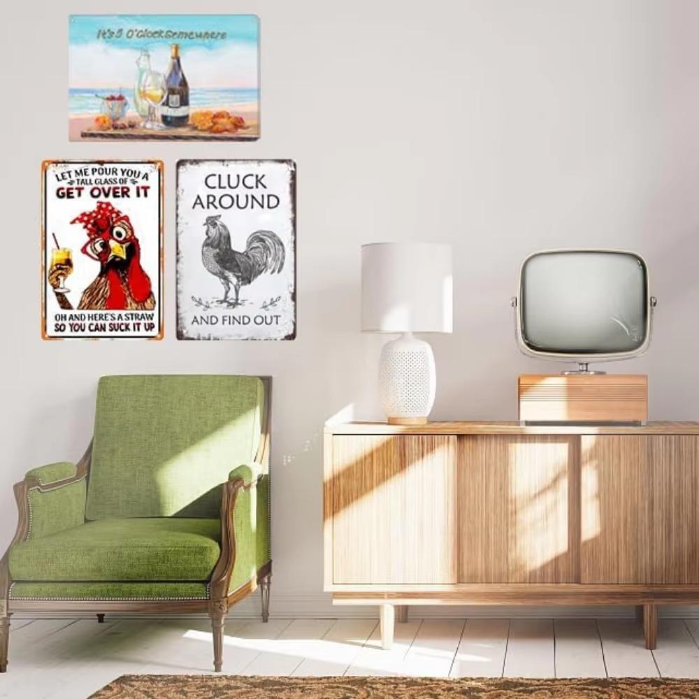 Funny Chicken Sign Cluck Around And Find Out Vintage Metal Tin Plaque Wall Decor for Bars Pubs Man Caves Garages Retro Design