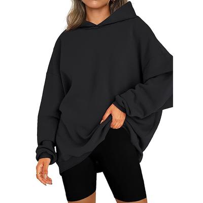 Einfarbiges Damen-Sweatshirt für Frühling und Herbst, lockeres Kapuzen-Sweatshirt in Übergröße