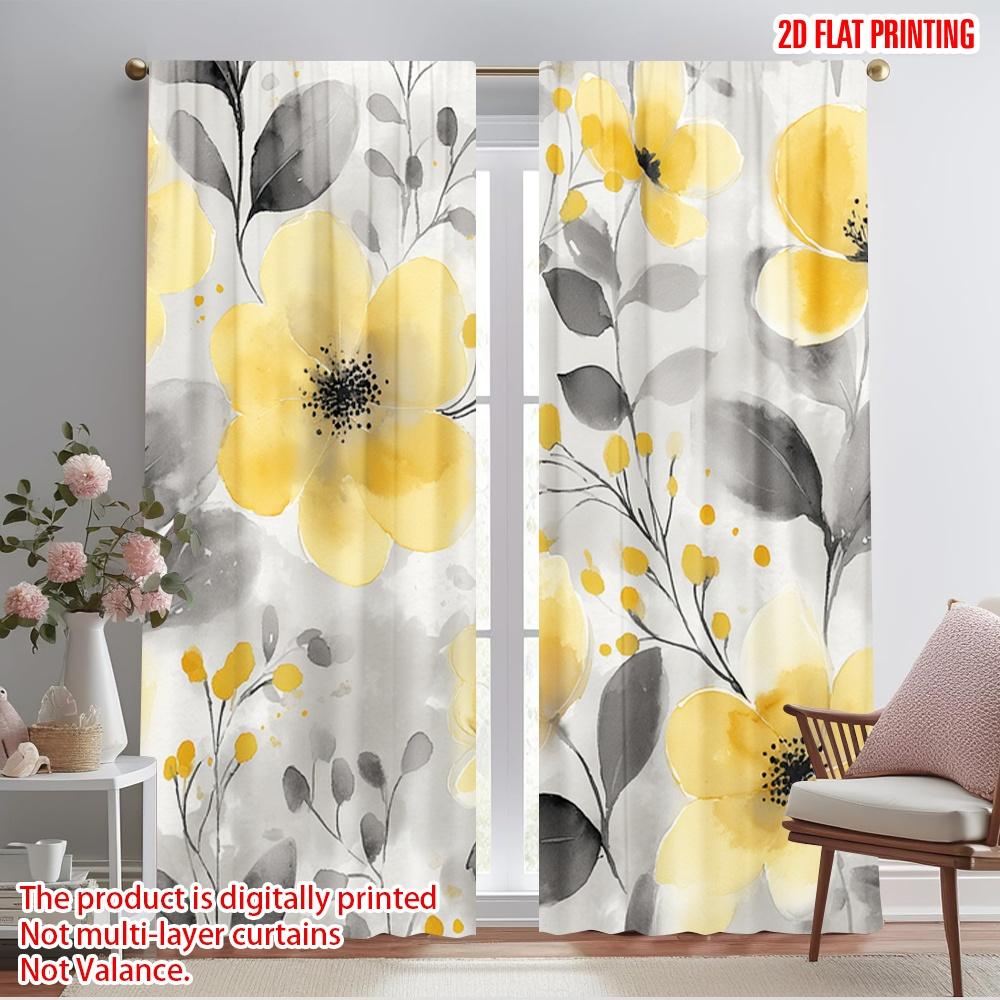 

2pcs,2D plane printing Curtains Digital Printed Sunflower Whimsy Durable 100% Polyester Fabric (without rod) Versatile All Use 52.50×116.00 CM 2pcs