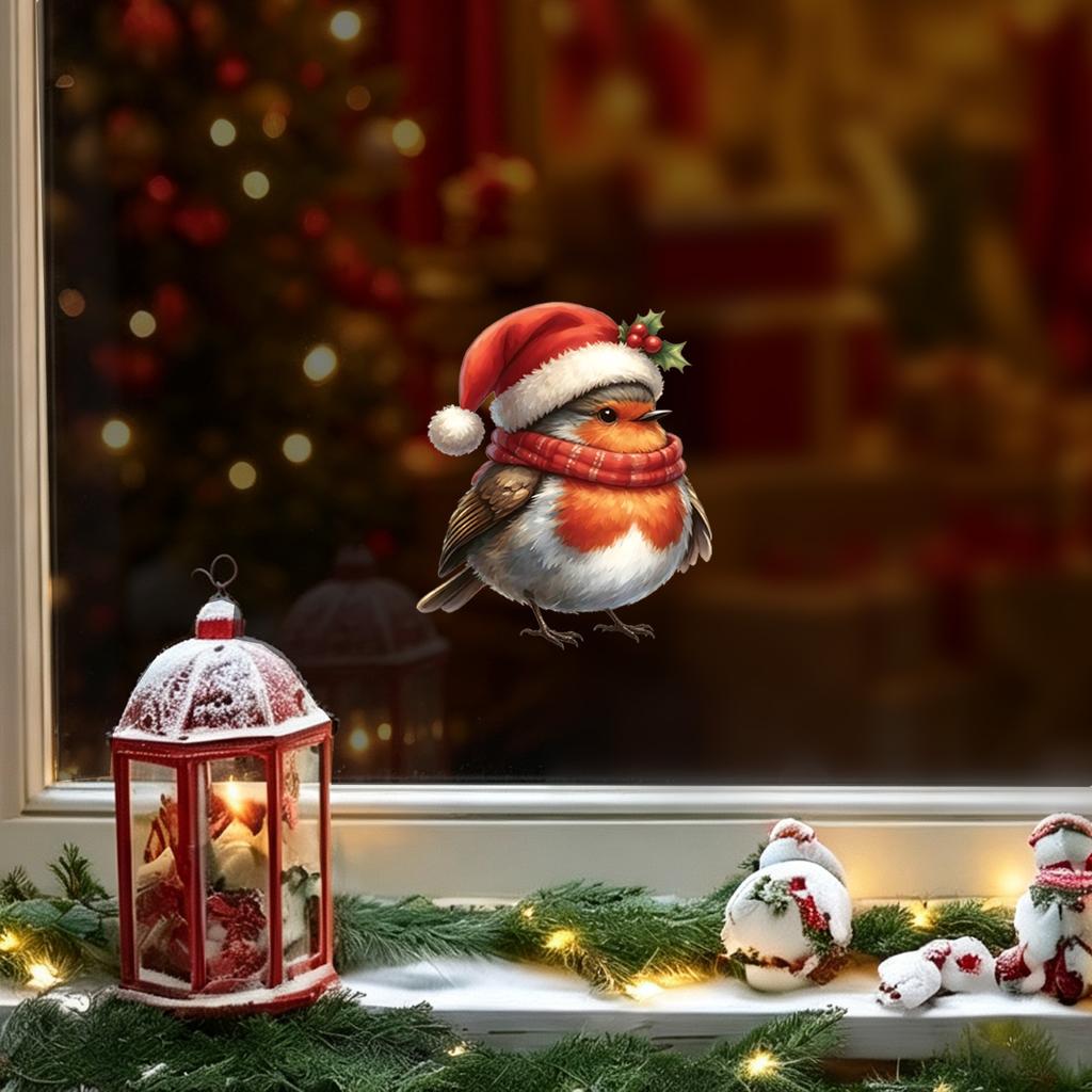 The Robin Christmas Static Window Sticker Does Not Damage The Glass of The Living Room Window.
