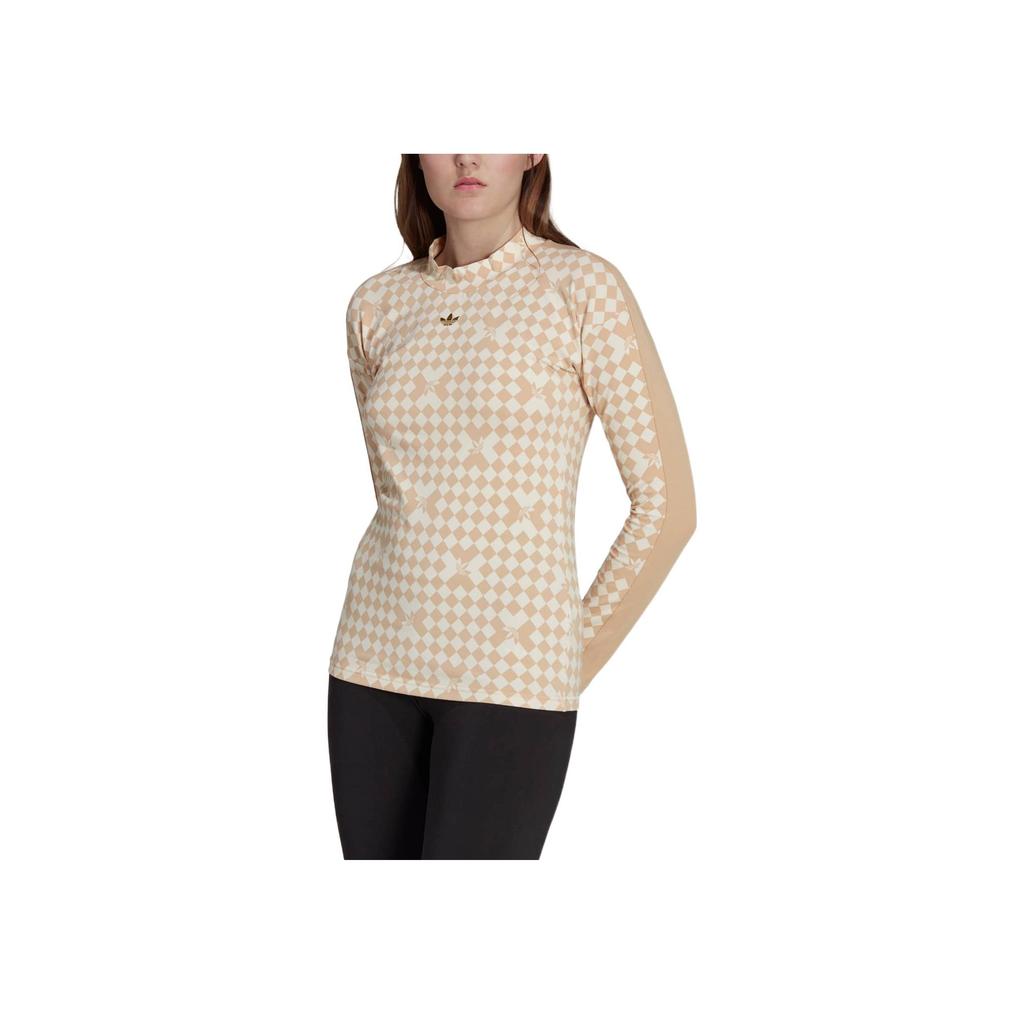 adidas Originals Round Neck Pullover Logo Embroidered Long Sleeve T-Shirt Women Tops Yellow White IA3915