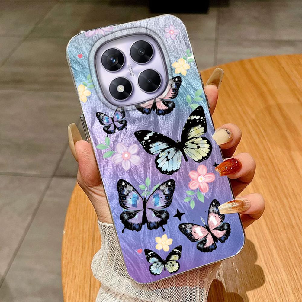 Gradient Colorful Butterfly For Xiaomi Redmi Note 13 14 Pro 4G Note 14 Pro+ 5G Poco X6 Cases Cover Soft Phone Case Silicone Shell Back Funda Bumper