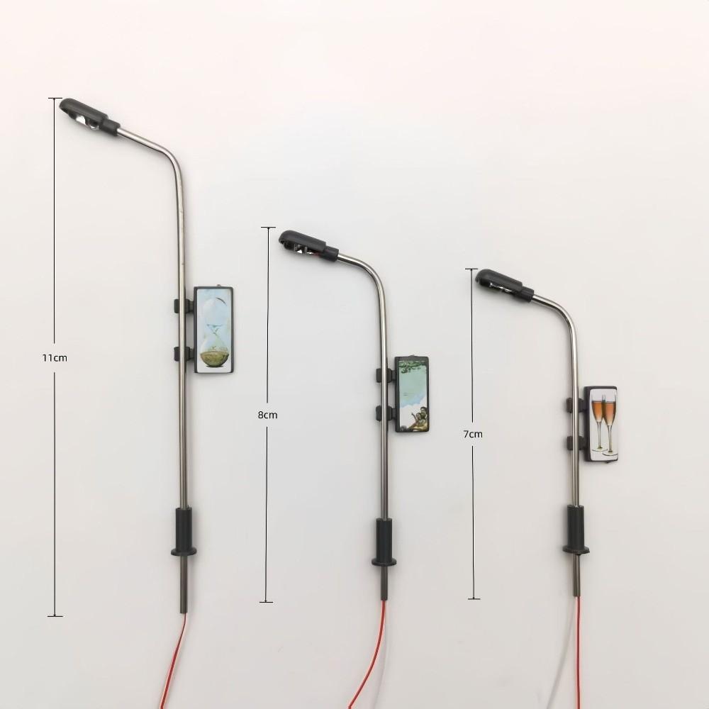 5pcs 1:100/150/200 Miniature Street Lamp Model Stainless Steel Model Making Led Light
