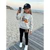 Girls' Halloween Boo Casual Comfortable Soft Loose Pullover Sweatshirt and Leggings 2-Piece Set, New Autumn/Winter, Playful, Sweet and Cool Style
