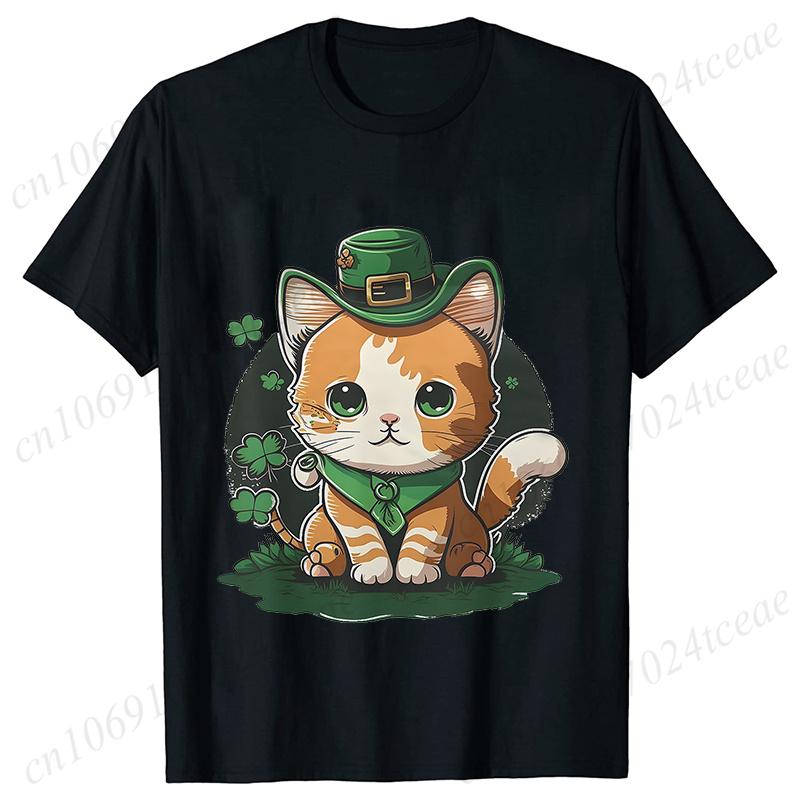 New Summer Tshirts St Patricks Day Irish Cat Happy St Patricks Fashion Womens Oversized TShirt Casual Womens Clothing Tops