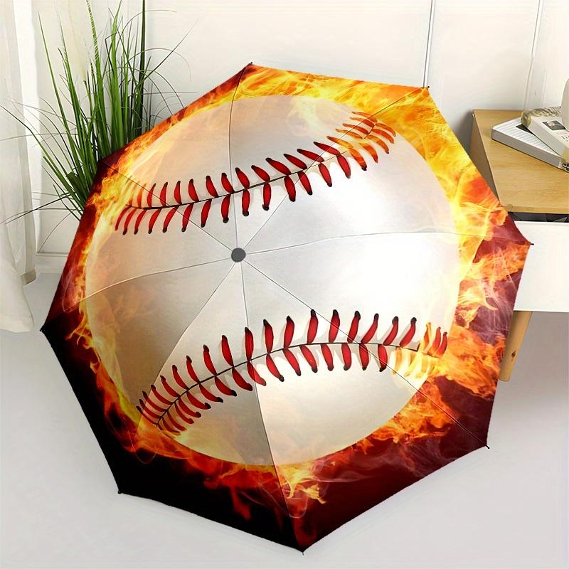 

1pc Flaming Baseball IconUmbrella with Plastic Handle,Suitable for All Seasons Home Travel Outdoor UmbrellaB1741