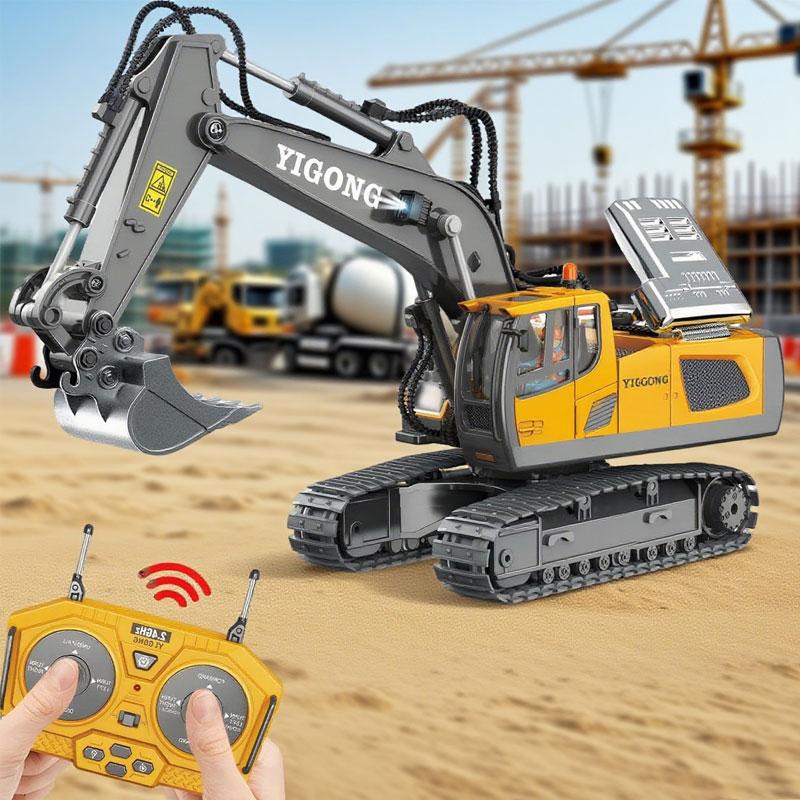 Giocattoli Auto RC per Bambini Radio 2.4G 4WD Telecomando Escavatore Camion Ribaltabile Bulldozer Modello Veicolo da Costruzione Elettrico Regalo per Bambino